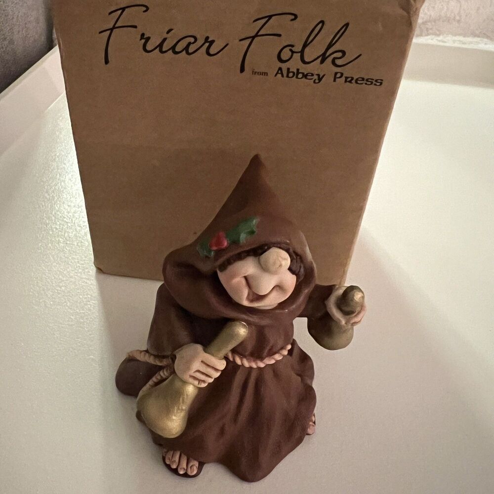 Holiday Friar Folk Figurine Maureen Monk Christmas Gift 1999 Golden Bells Vtg